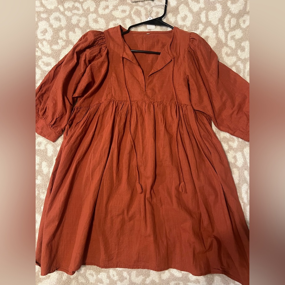 Rust Tie-Front Women's Dress